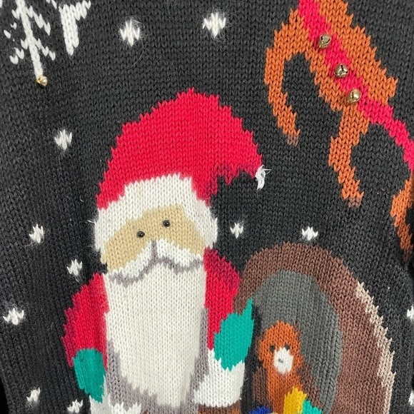 Vintage Santa Reindeer Snowflake Toys Mistletoe Christmas Ugly Holiday S… - Picture 3 of 8